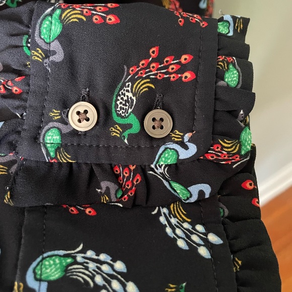 Ruffle Trim Peacock Blouse - Picture 4 of 4